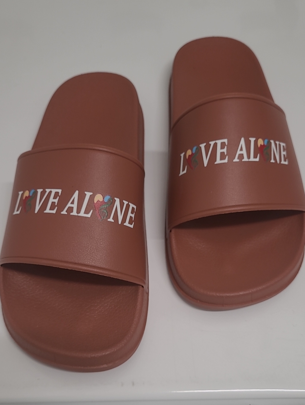 Love Alone Brown Slide Sandals